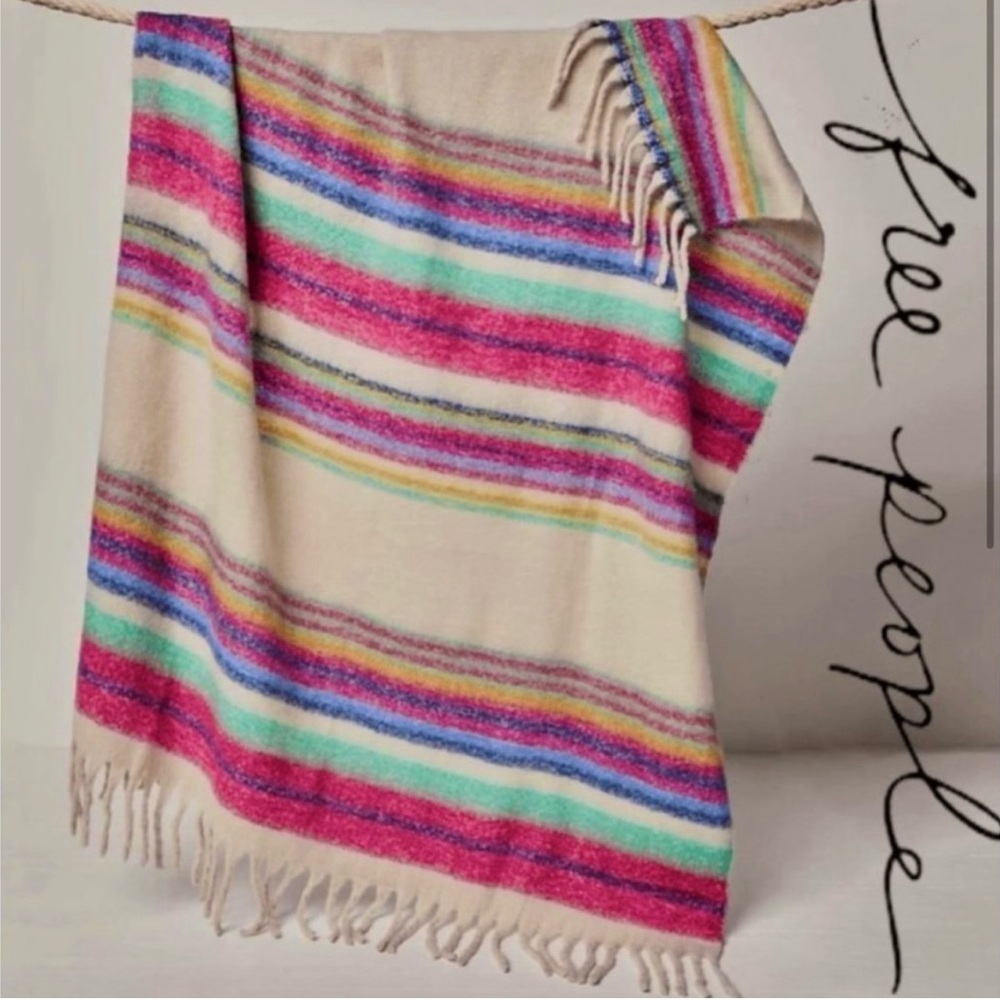 🔥🆕 Free People FP Fringe Striped Throw Blanket🔥